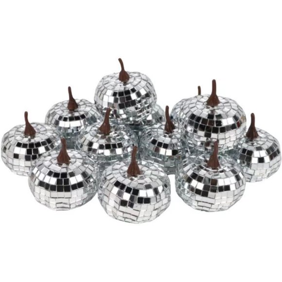 HUASHENG Silver Pumpkin Fall Decor Glitter Pumpkins For Decorating Artificial Craft Pumpkins For Thanksgiving Table Decorations