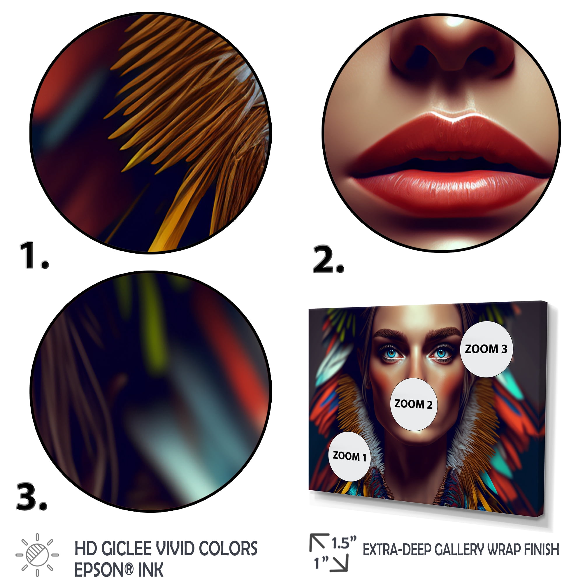 Designart Colorful Sensual Woman In Fur Coat VIII Canvas Wall Art