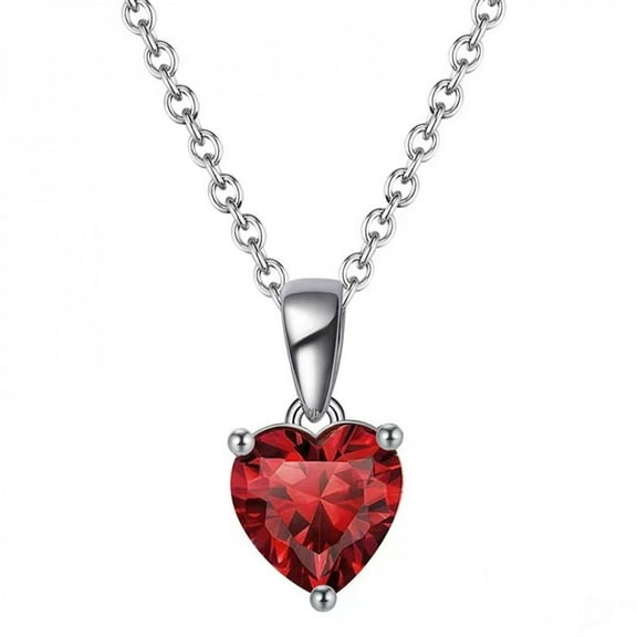 LINXIQIN Colorful Heart Gemstone Necklace for Women 3A Moissanite Heart Pendant