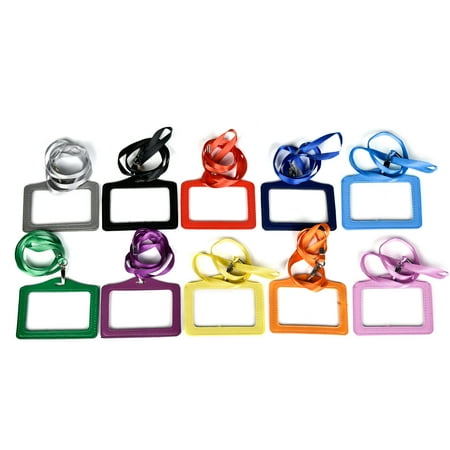 - CUH 1/2/5/10 PCS Neck Strap Lanyard Horizontal Name Tag ID Card Holder Business Office School