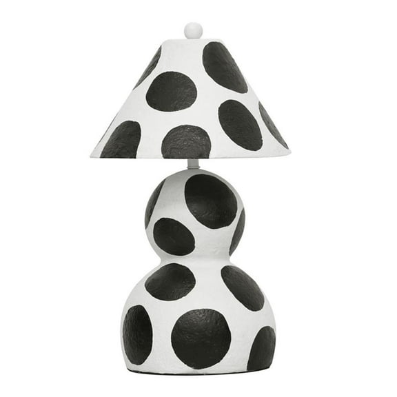 Pemberly Row Contemporary Black and White Papier Mache Table Lamp