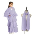 thumbnail image 2 of Girls Clothes 10-12 Muslim Dresses for Girls Girl's Amuslim Ramadan Festival Solid Color Long Sleeve V-Neck Dress Floating Three Layer Chiffon Girl's Clothing Elegant Dress,4-15 Years, 2 of 9