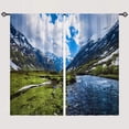 thumbnail image 2 of Landscape Curtains Nature Theme Window Drapes with River Snow Mountain Cloud Scenery Scene Design Print Pattern Rod Pocket Decor Curtains for Bedroom Living Room Office 2 Panels 42 x 63 Inch, 2 of 5