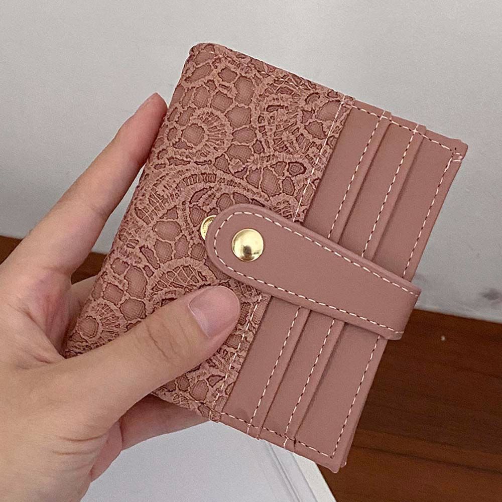 Vintage Fashion Simple Lace Flower PU Leather Coin Pocket Mini Clutch bag Short Wallet Card