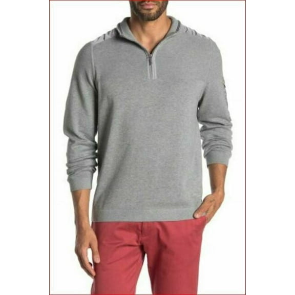 new Tommy Bahama men sweater pullover T418140 Island Fairway Zip grey S $145