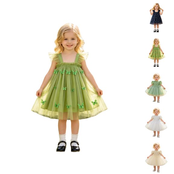 Toddler Girls Fly Sleeve Holiday Party Dress Dance Party Dresses Clothes