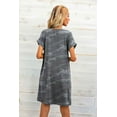 thumbnail image 4 of POSESHE Women's Camo Loose T-Shirt Dress, Round Neck Print Roll Sleeve Dresses, 4 of 5