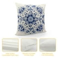 thumbnail image 4 of Shangniulu  Canvas Throw Pillow Cover Case for Couch Sofa Home Decor Floral Compass Leaves Medallion 20 X 20 Inches Navy Blue, 4 of 5