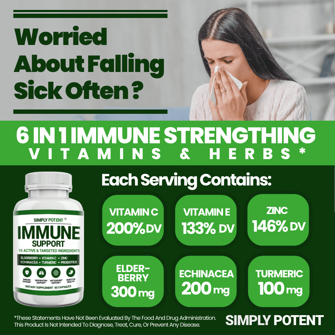 Elderberry Immune Support w/Vitamin C Echinacea Zinc Turmeric & Probiotics for Immunity Boost– Full Spectrum Immune Defense Supplement, 60 Capsules Potent Antioxidants for Respiratory Cold & Flu Aid