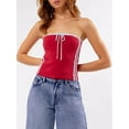 thumbnail image 5 of Biezeib Women Summer Knit Tube Tops Striped Print Drawstring Bandeau Vest Backless Shirts for Streetwear Aesthetic Clothes, 5 of 6