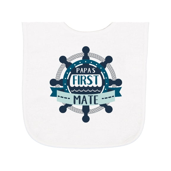 Inktastic Papa's First Mate Baby Terry Cloth Bib