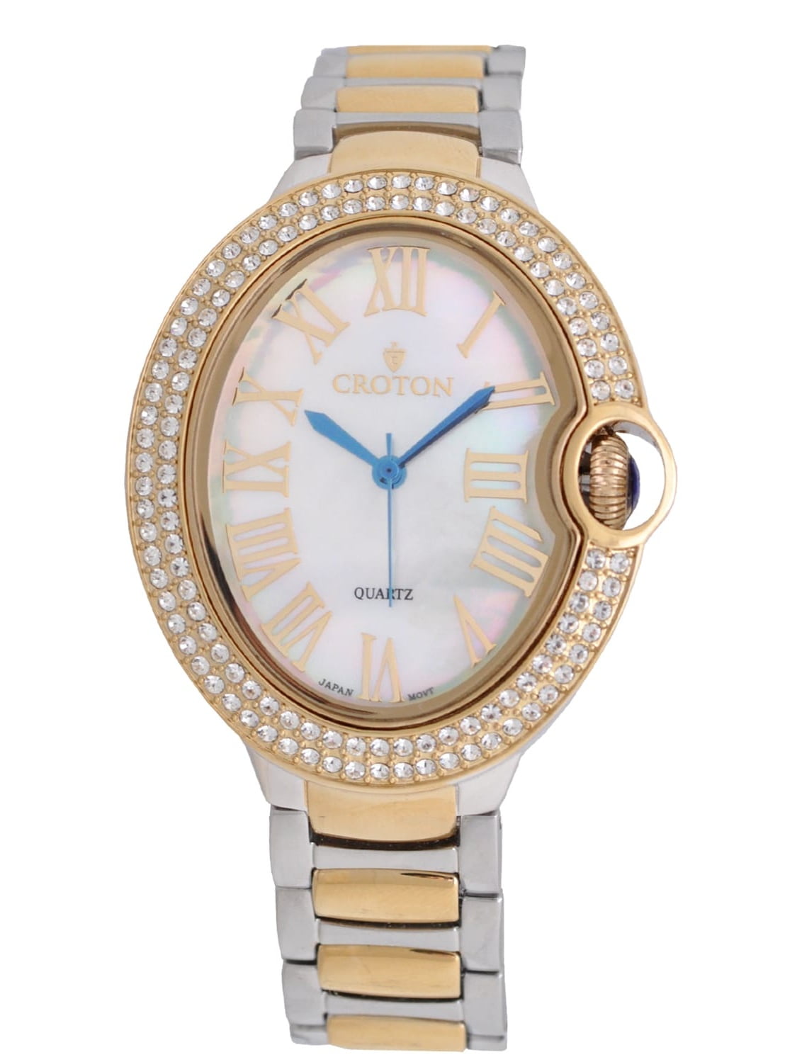 Croton Ladies Twotone Quartz Watch with Crystal Bezel & Mother of