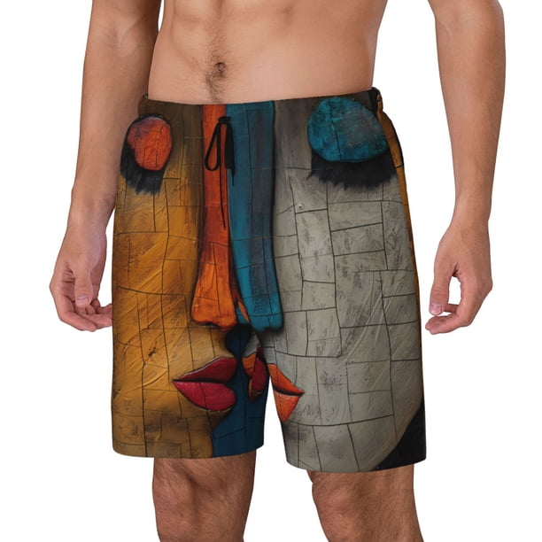 Fotbe Abstract Colorful Duality Traje de Baño para Hombre – Shorts de Natación de Secado Rápido con Forro y Bolsillos-3X-Large
