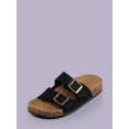 thumbnail image 2 of Vegan Leather Double Buckle flat Sandals, 2 of 4