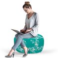 thumbnail image 2 of Fish Pouf Cover with Zipper, Dolphins Starfishes and Seashells Floral and Animal Pattern Swirls Stalks Flowers, Soft Decorative Fabric Unstuffed Case, 30" W X 17.3" L, Turquoise White, by Ambesonne, 2 of 5