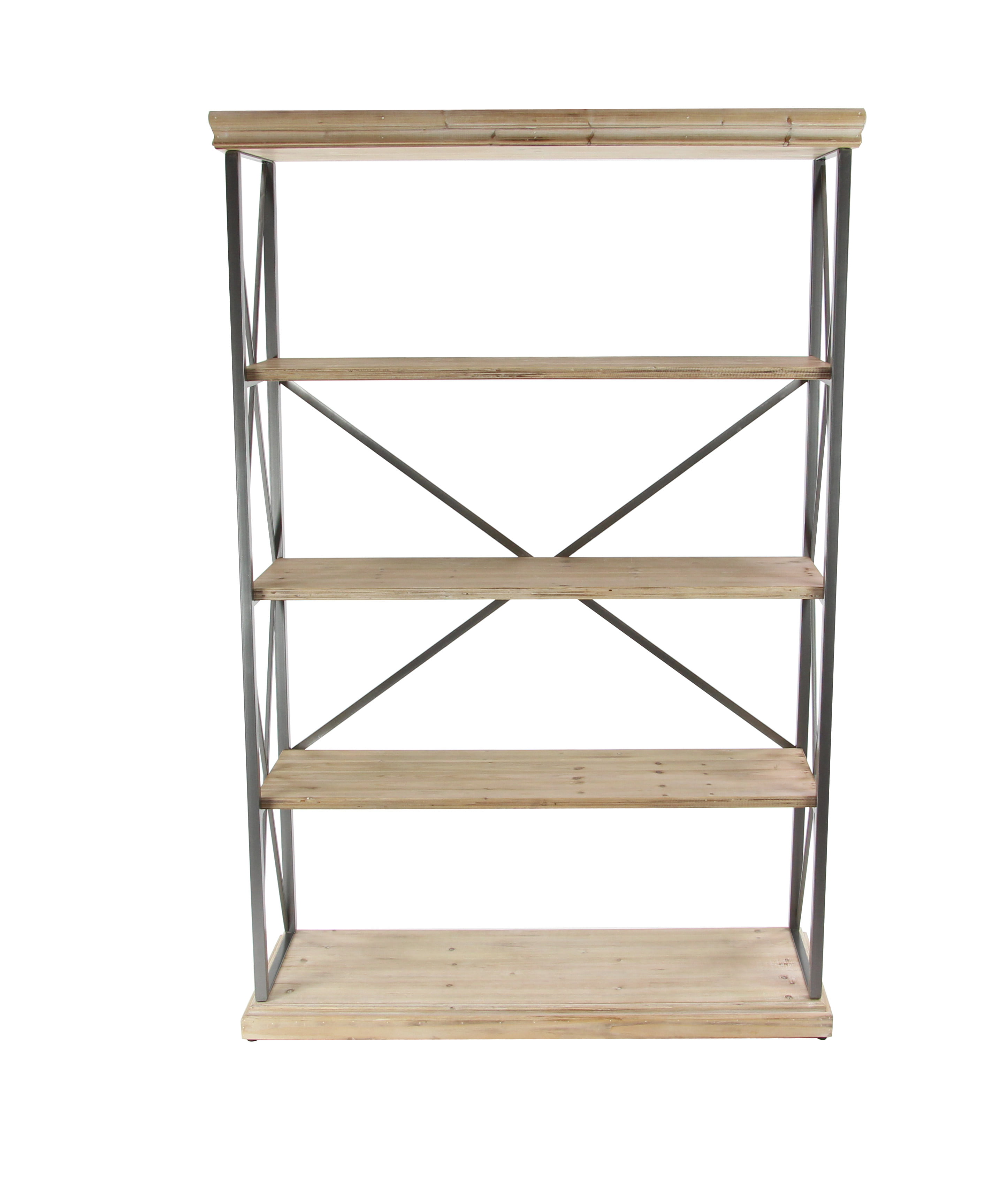 76''H Comtemporary designed 5-Tier Leaning Wood Shelf With Espresso Finish-ASDI 