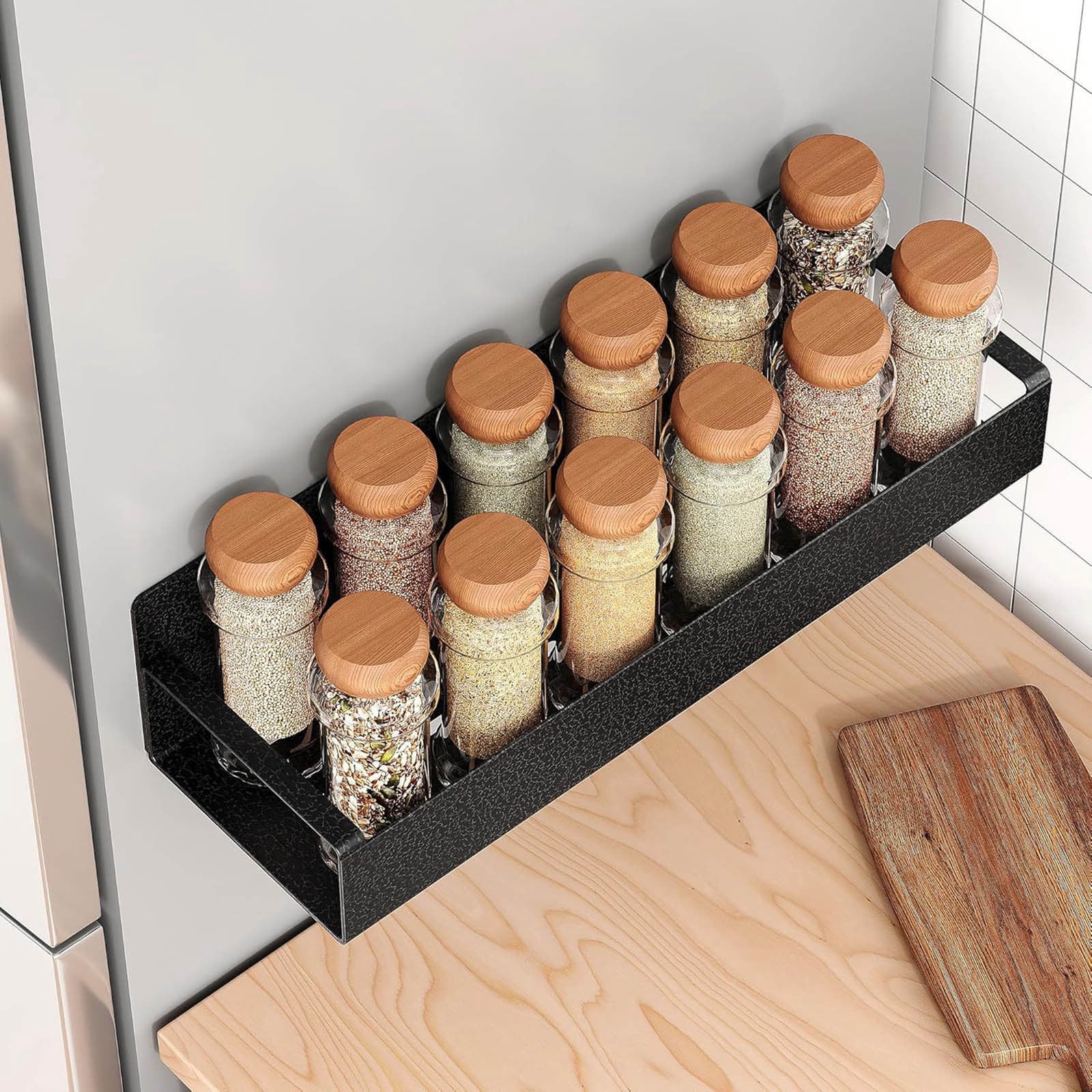 Refrigerator Shelf Organizer - Multi-Purpose Fridge Rack for Spices, Paper Towels & Utensils - Heavy Duty Kitchen Storage Solution with Strong Hold