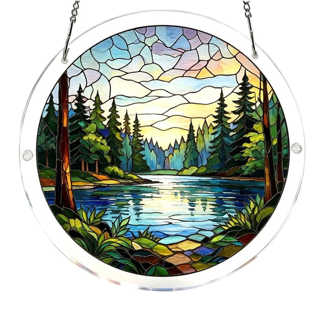 SIfdSeng My Items Curtain Style Acrylic Puzzle Garden Design Window Hanging Home Birthday For