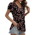 thumbnail image 4 of QINCAO Womens Summer Casual Tops Loose Fit Tunic Blouses Petal Sleeve V Neck Shirts, 4 of 6