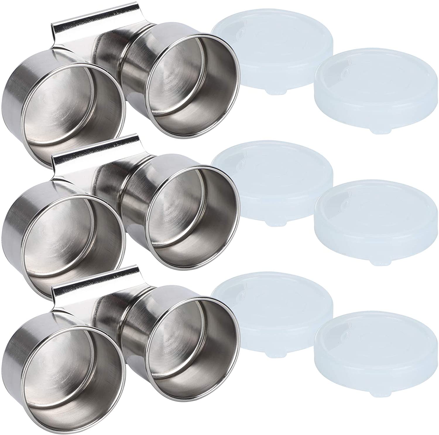 ABPETE 3Pcs Oil Painting Palette Cup, Stainless Steel Double Dipper Design with Lid, Clip Oil Container, Can Clip on Pe for Watercolor Acrylic