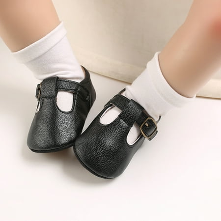

DNDKILG Baby Toddler Girl s Spring Summer Fall Soft Sole First Walkers Shoes Mary Jane Newborn Infant Dress Cirb Flats Black 0-18M