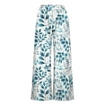thumbnail image 7 of MYAOYI Women's Teal Leaf Print Wide Leg Pants, Smocked High Waist Palazzo Trousers with Pockets, 7 of 7