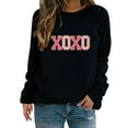 thumbnail image 2 of Hot Sale!! Sweat-Shirt Xoxo de la Saint-Valentin pour Femmes, Câlins et Bisous, Col Rond, Manches Longues, Pull-Over Noir + L, 2 of 4
