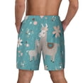 thumbnail image 2 of Lsque Mens Swim Trunks Teal Mama Llama Pattern - Bathing Suit Compression Liner - Beach Swim Shorts Swimwear - (S-3XL) - Stretch Quick Dry -Small, 2 of 9