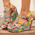 thumbnail image 2 of HSMQHJWE Womens Wedge Sandals Comfortable Platform Wedge Heel Toe Women's Shoes Color Blocked Strappy Slip Openwork Sandals, 2 of 4