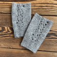 thumbnail image 5 of Xfvqtps Fingerless Gloves for Womens Thumb Hole Wrist Knitting Crochet Flower Hollow Out Solid Color Fashion Thermal Warm Winter Mittens Gray, 5 of 9