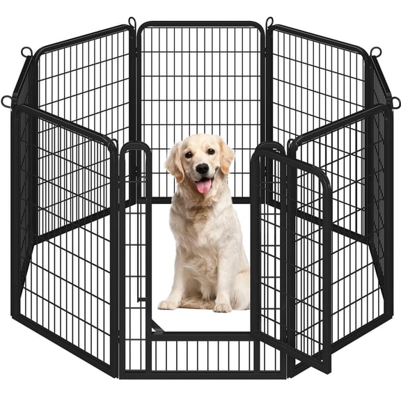 Yaheetech 8 Panels 40" Metal Pet Playpen w/Door, Black