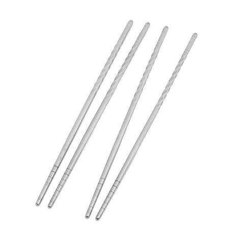 - Tableware Round Tip Stainless Steel Chopsticks 2 Pairs