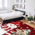 thumbnail image 5 of Christmas Red Snowman Area Rug 2x3ft Winter Snowflakes Tree Red Plaid Non-Slip Washable Square Rugs Soft Felt Indoor Floor Mat for Bedroom Kitchen Living Room Bathroom, 5 of 8