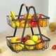 thumbnail image 3 of Cesta de Frutas de Doble Capa con de Madera, Estante de Almacenamiento Multifuncional, Organizador de Encimera, Fruta de Metal Resistente, 3 of 5