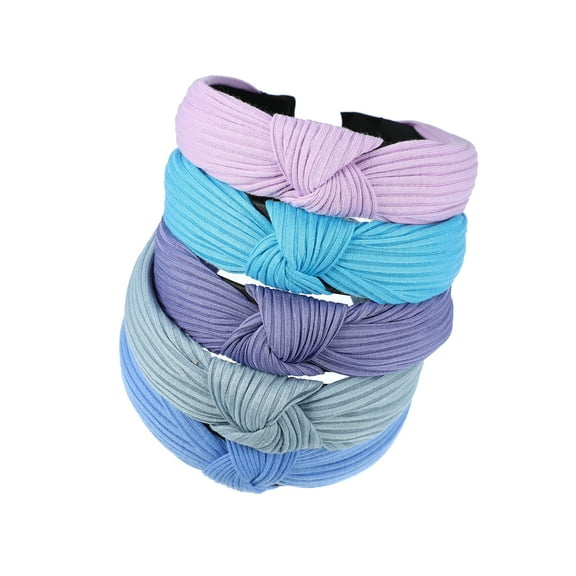Vocoste 5 Pcs Wide Knotted Headband Wide Headbands for Women Girl Blue Purple 1.18" Wide