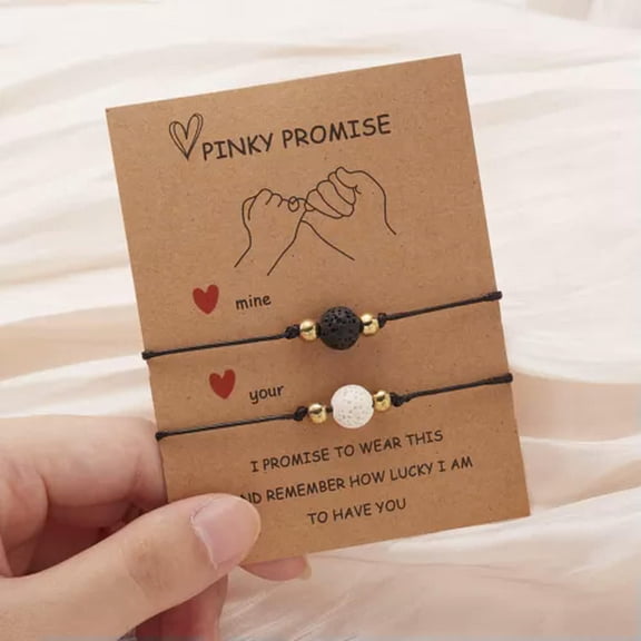 HOOUN Morse Code Design Kraft Paper Card Lucky Love Couple Set Braided Rope Bracelet -05