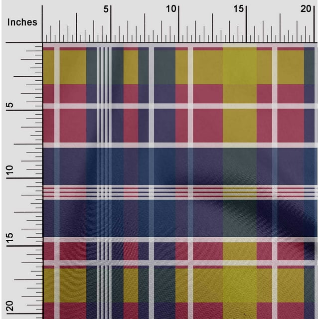 oneOone Silk Tabby Fabric Madras Check Printed Fabric 1 Yard 42 Inch Wide
