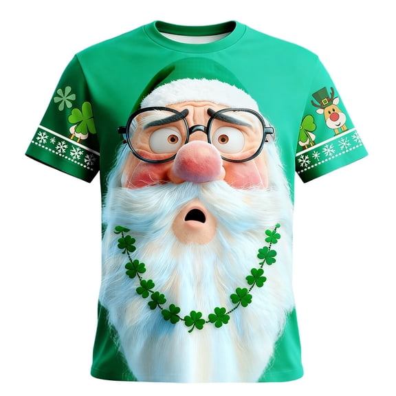 Goodtrade8 Funny Mens St.Patricks's Day Green Big and Tall Short Sleeve Crew Neck Printed Casual Tees Tops