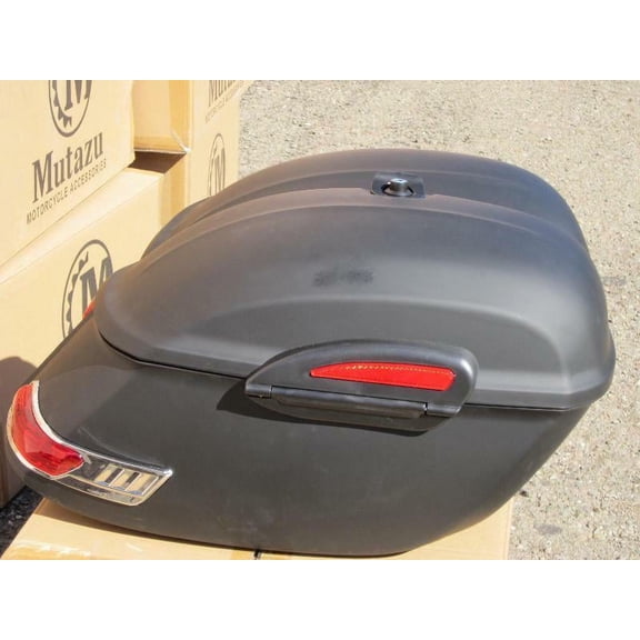 MATTE BLACK RS Universal Hard Bag Saddlebags For Honda Suzuki Kawasaki Harley Yamaha Victory
