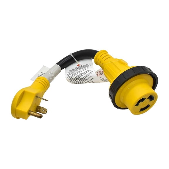 Superior Electric RVA1505L RV Power Cord Adapter 30 amp Male to 30 amp Twist Lock Female Camper Detachable