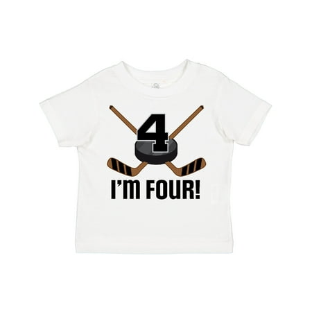 

Inktastic 4th Birthday Ice Hockey Sports Party Boys Gift Toddler Boy Girl T-Shirt