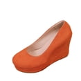 thumbnail image 3 of Women Shoes Women's Heels Platform Wedge Shoes for Women Wide Width Comfort High Heel Pumps Suede Round Toe Slip On Women Shoes Casual Dress Lightweight Solid Color Waterproof Platform Wedges Black, 3 of 10