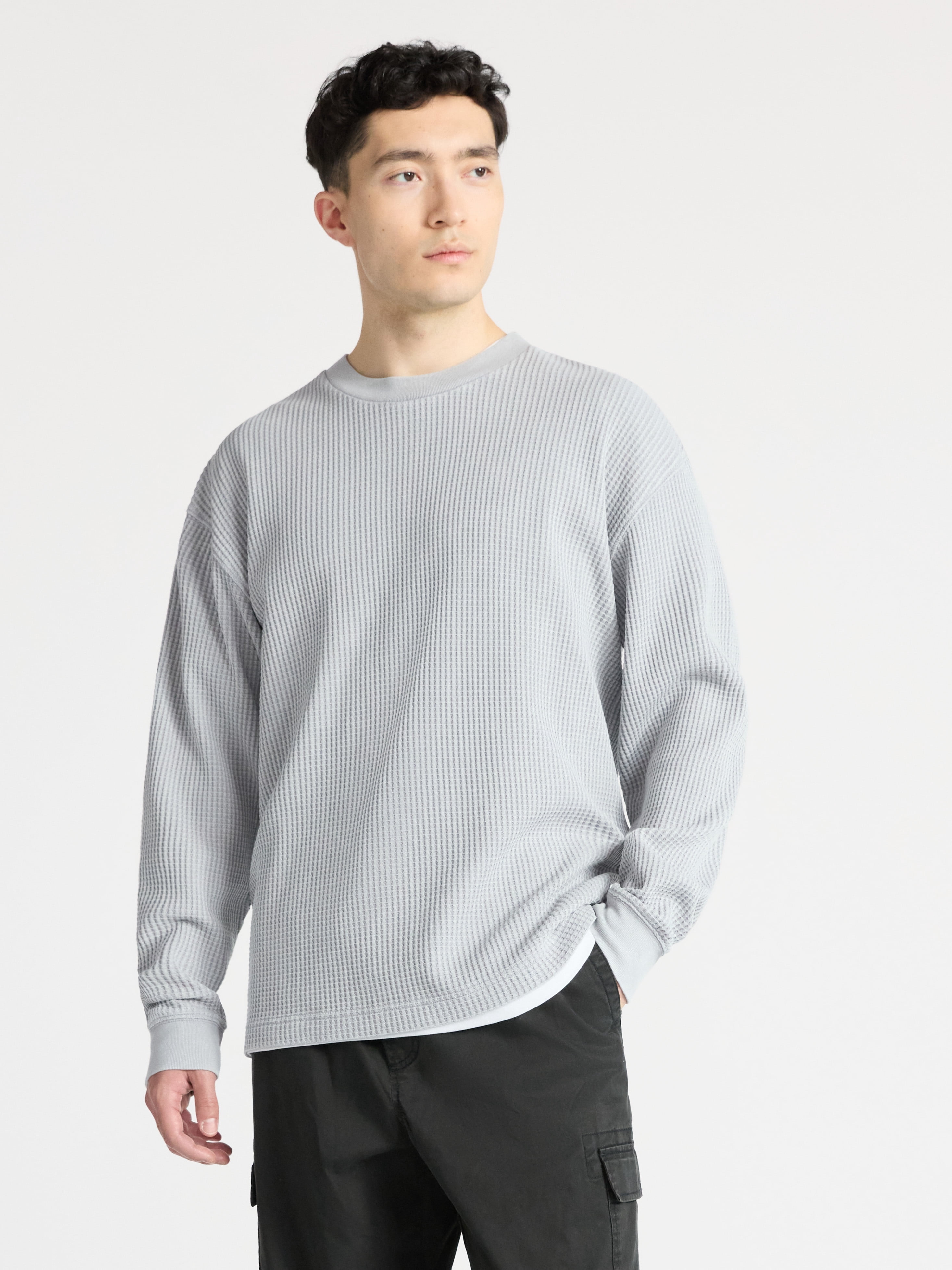 No Boundaries Thermal Tee with Long Sleeves, 3-Pack, Men's & Big Men's