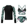 thumbnail image 2 of YONGHS Kids Girls 3 Piece Tankini Swimsuits Long Sleeve Rashguard Swimwear Set UPF 50+ Black-A 16, 2 of 7