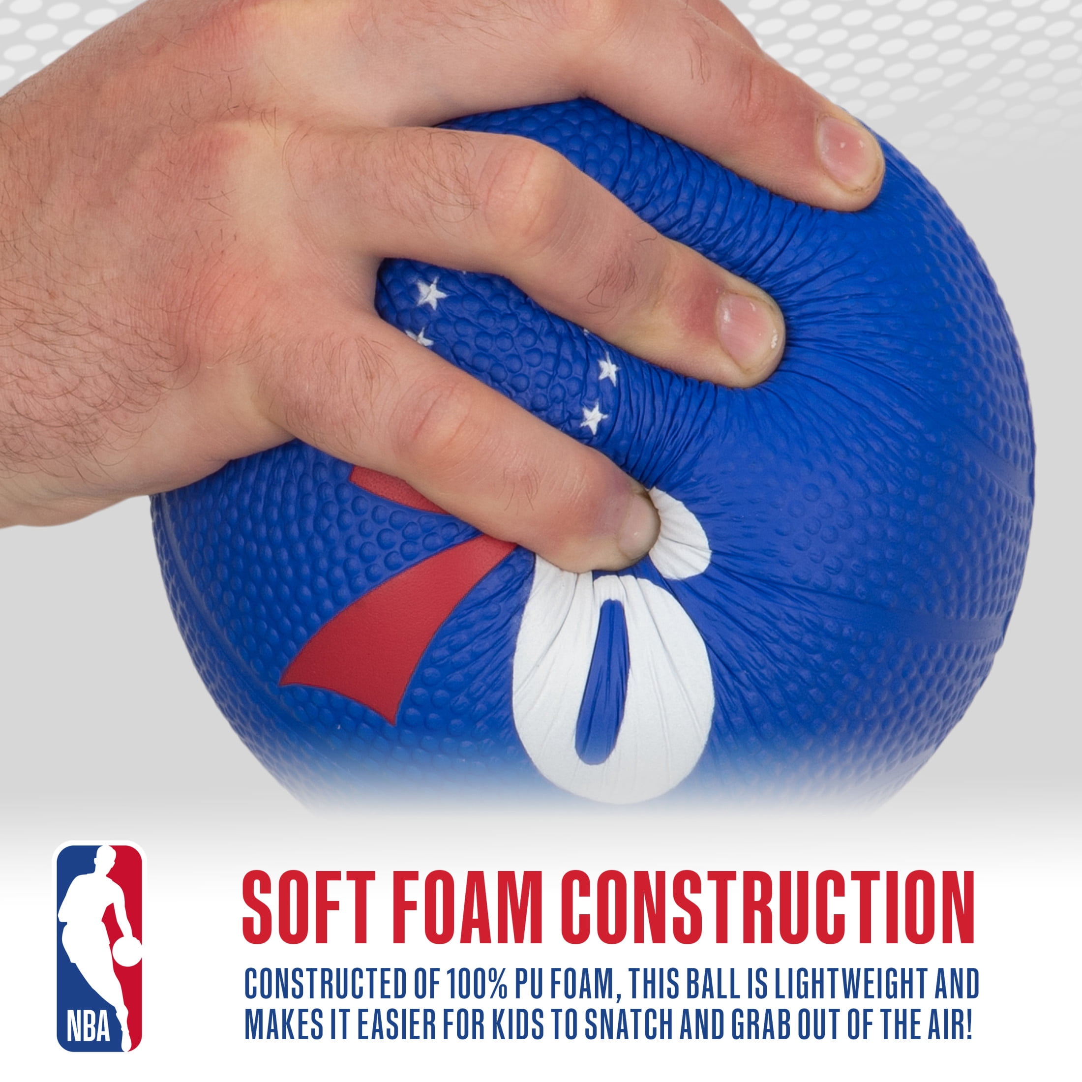 Franklin Sports NBA Philadelphia 76ers Mini Foam Basketball - Kids 5.5" Inch Toy Basketball for Over the Door + Mini Indoor Basketball Hoops - NBA Fan Shop Soft Foam Indoor Kids Basketballs