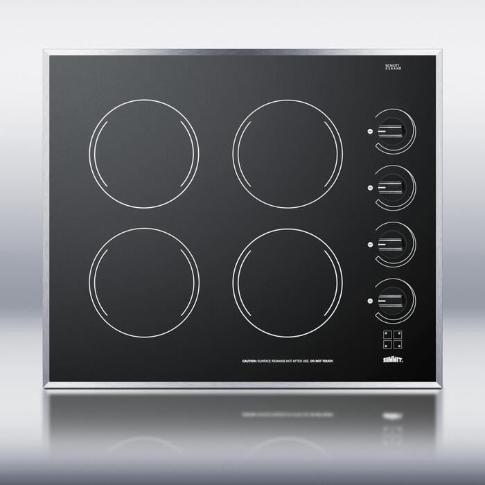 Summit CR424BL 24 Smoothtop Electric Cooktop With 4 1200W Burners Push