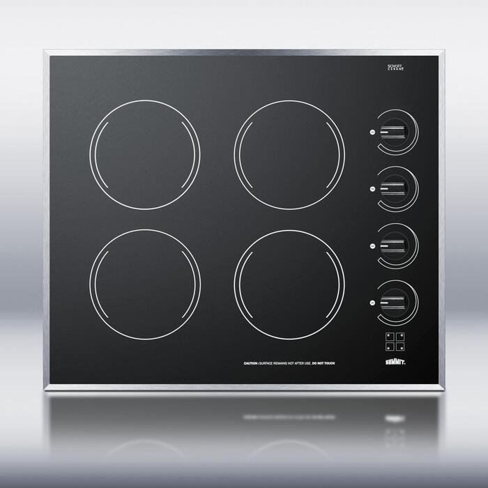 Summit CR424BL 24 Smoothtop Electric Cooktop With 4 1200W Burners Push