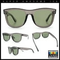 thumbnail image 2 of Curved Concave Face Oversized Horn Rim Plastic Retro Sunglasses Slate - Green, 2 of 7