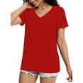 thumbnail image 5 of Womens T Shirts V-Neck Short Sleeve Summer Tops Casual Basic Tees Trendy, 5 of 5