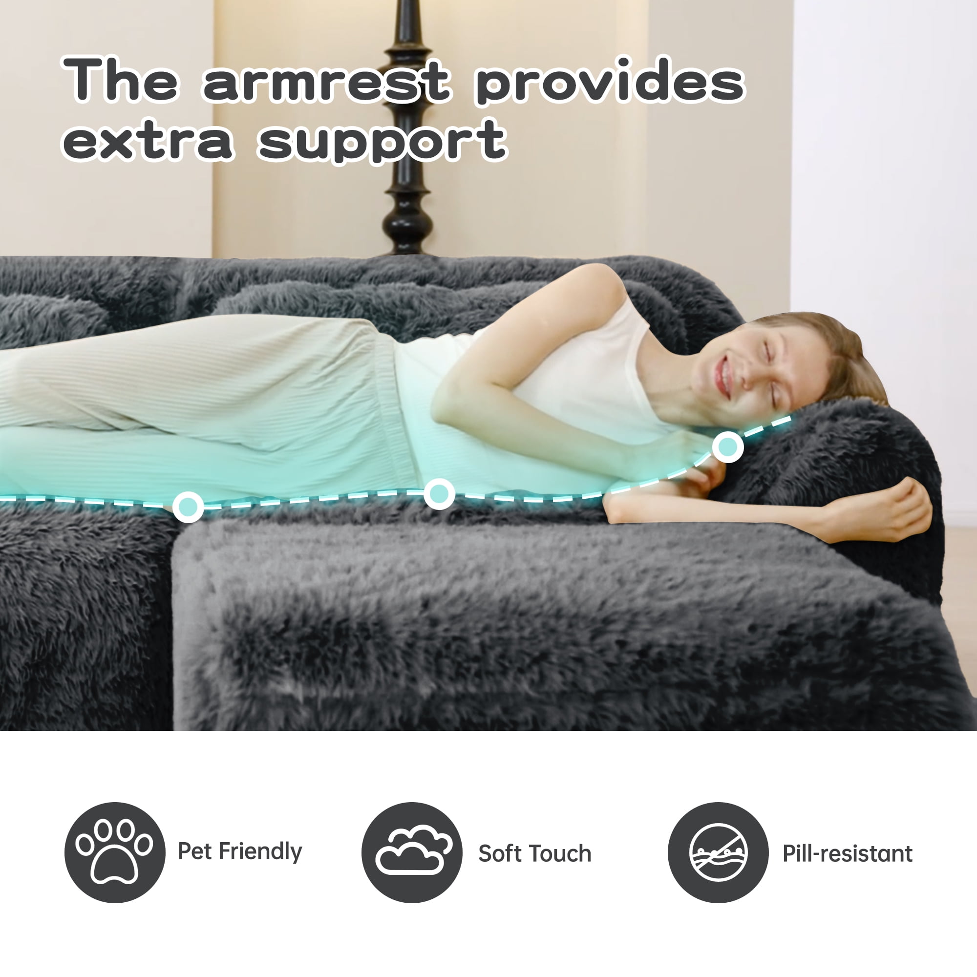 AISWORD 149" 4-Seat U-shaped Modular Cloud Sectional Sofa with 2 Ottoman, Anti-Slip Deep Seat Cloud Sofa, Ready to Use Premium Plush Fabric Boneless Sofa with 32D High-Density Foam&Anti-Slip Bottom